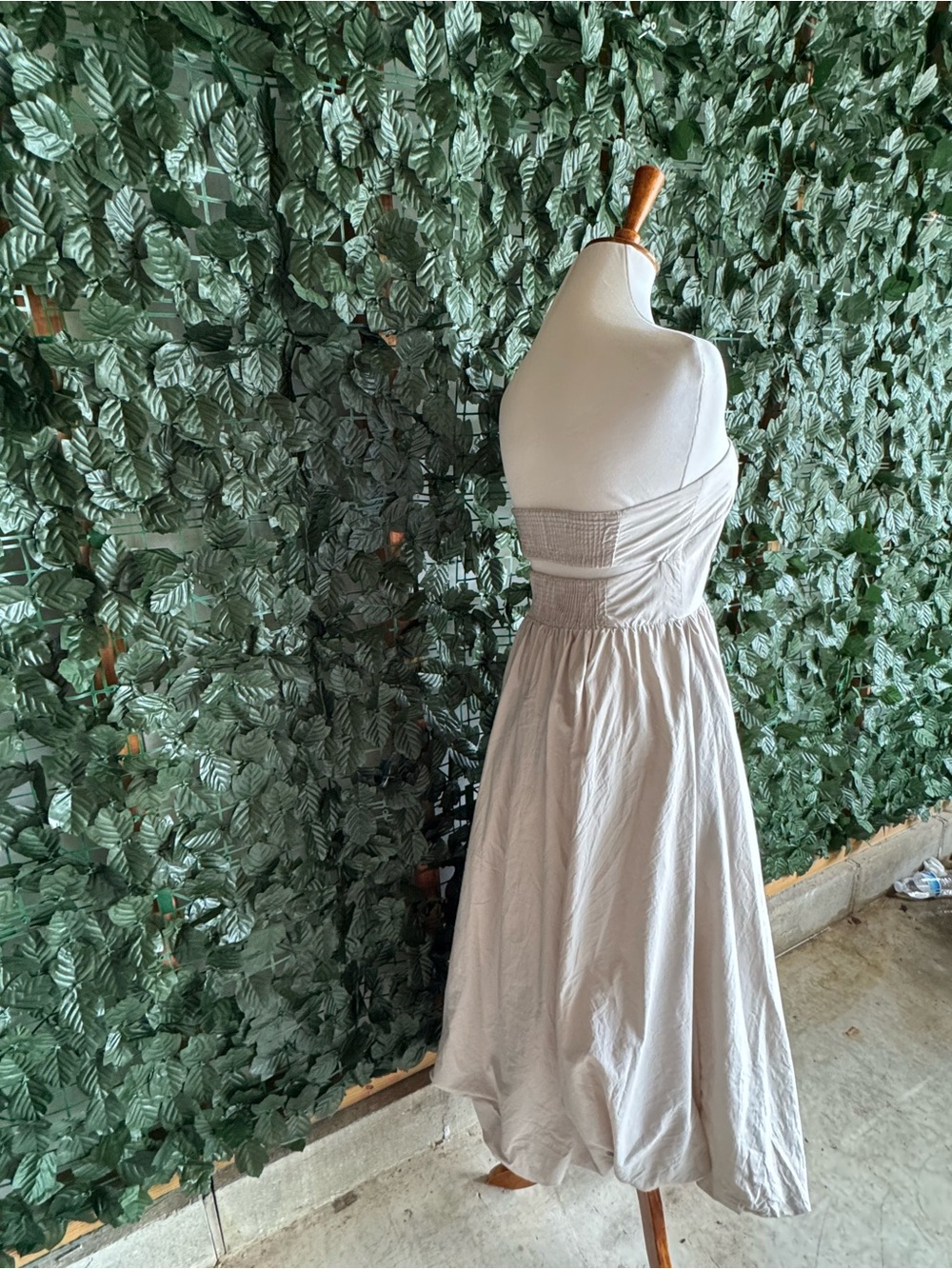 Zara strapless bubble-hem midi dress in light taupe - size xs - Picture 8 of 16